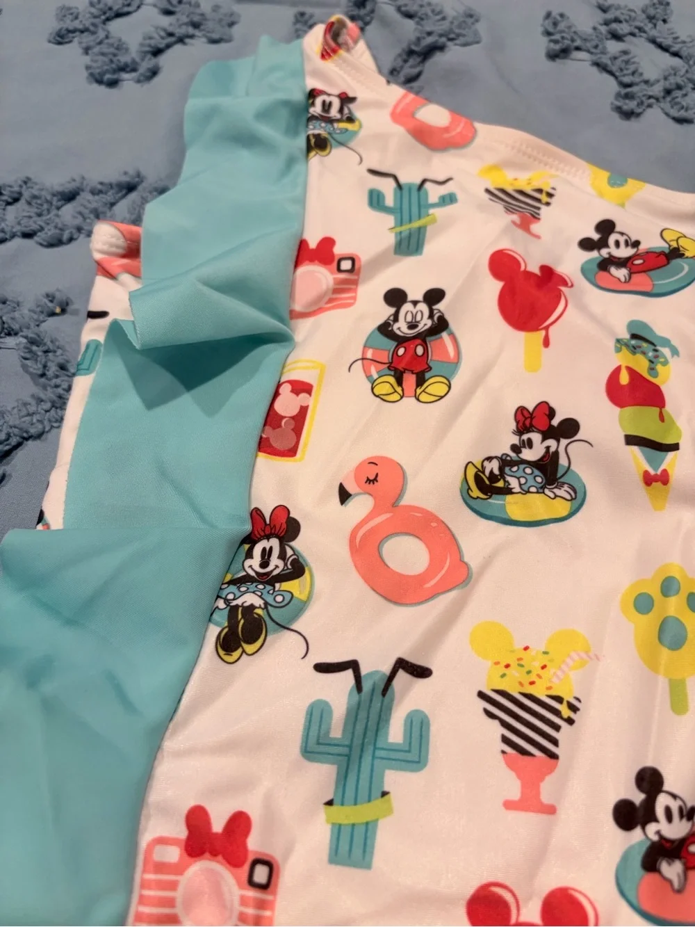 Disney Mickey & Minnie One Shoulder Swimsuit Girls Size 5/6 Summer Beach